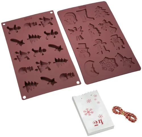 Adventskalender Set Schoko Pralinen Form Weihnachten Winter Silikonform Backform