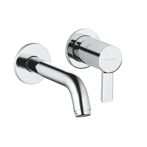 KLUDI ZENTA Unterputz-Waschtisch-Zweiloch-Wand-Einhandmischer - Elegante Waschtischarmatur mit zeitlosem Design, ideal für moderne Badezimmer. Ausladung 180 mm für optimale Handhabung.