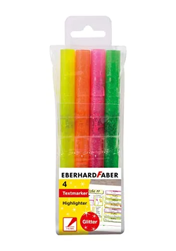P001 Eberhard Faber 4er Pack Glitter Highlighter Textmarker - Neu OVP