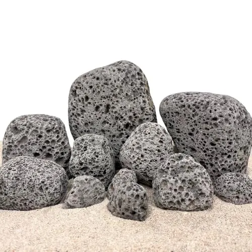 AquaOne Aquarium Steine Black Lava Pebbles I Natursteine Gr.S 1 Stück 3-5 cm pro Stein I Aquascaping Gestein Dekoration Terrarium Nanobecken Landschaft
