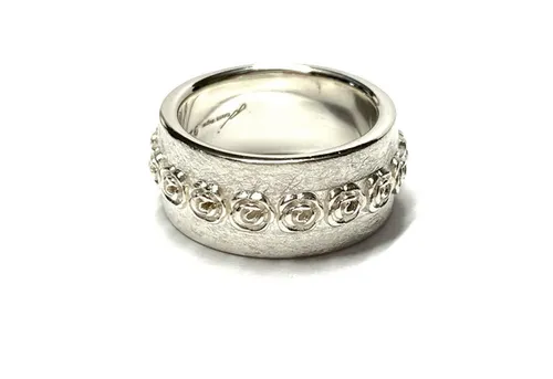 Edelschmiede925 Silberring Ring 925 Silber Rosen Motiv Bandring Rosenring breit massiv #53