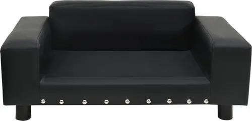 vidaXL Hundesofa Schwarz 81x43x31 cm - Bequemes Plüsch und Kunstleder für Ihr Haustier - Hundebetten, ideal für kleine Hunde und Katzen. Das dick gepolsterte Sofa bietet Stabilität und Komfort mit einem waschbaren Kissenbezug aus weichem Plüsch.