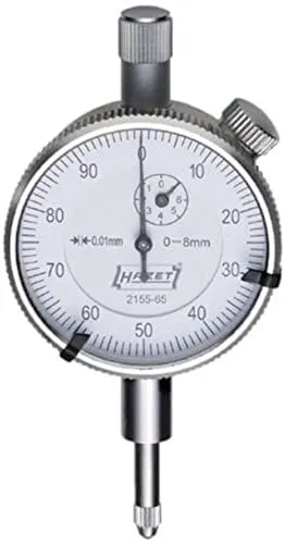 Hazet 2155-65 Messuhr 8mm - Präzise mechanische Kleinmessuhr mit 0,01 mm Ablesung, ideal für genaue Messungen in der Werkstatt.