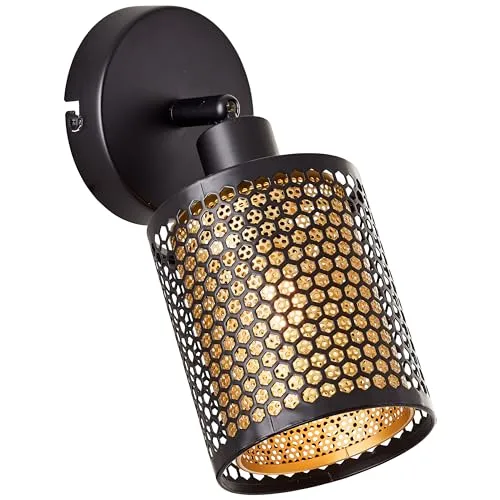 Brilliant Lampe Cheval Wandspot schwarz gold - Wandspot mit schwenkbarem Kopf für flexible Ausleuchtung, ideal für verwinkelte Räume. Verwende energiesparende LED-Leuchtmittel und dimme die Helligkeit nach Bedarf.