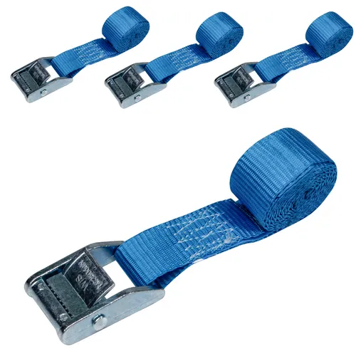 4x Klemmschlossgurt Spanngurt LOADCARE einteilig 350 daN 1m blau 25mm