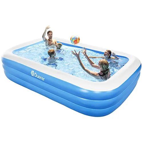 Duerer Aufblasbarer Pool Rechteckig, 241cm x 142cm x 56cm, Planschbecken groß für Kinder und Erwachsene Sommer Party, Aufblasbare Schwimmbecken, Familien Swimming Pool für Garten, Outdoor, Easy Set
