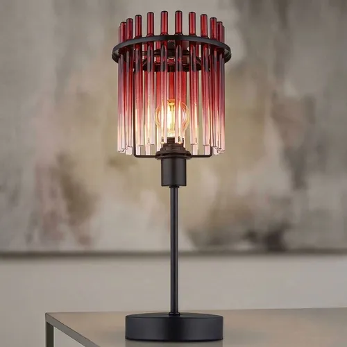 Stilvolle Tischlampe mit LED-Technologie - Rot, 37,5 cm - Moderne Tischleuchte mit warmweißem Licht für gemütliche Atmosphäre. Ideal für Wohnzimmer und Schlafzimmer. Energieeffizient und langlebig mit bis zu 24.999 Stunden Lebensdauer.