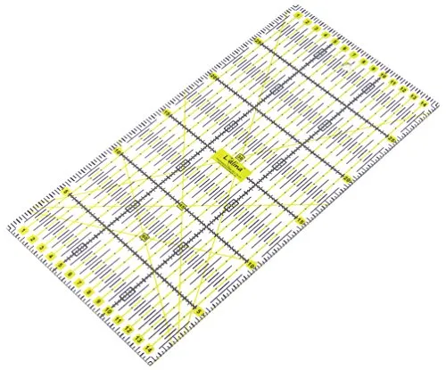 Lialina® Transparentes Universal Patchwork-Lineal 15 x 30 cm / 2farbiger Druck cm Linien Raster 30/45/60 Grad Winkel-Maße/Papier + Stoff exakt mit Rollschneider zuschneiden