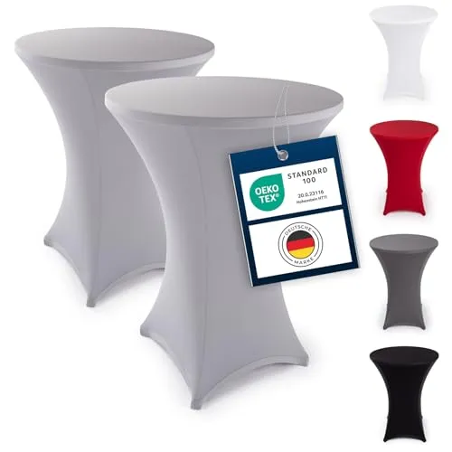 Blumtal Stehtisch Hussen Ø 80 – 85 cm 2er Set - Hussen für Stehtische, Oeko-TEX zertifiziert und waschmaschinenfest, bieten eine perfekte Passform und verstärkte Fußschlaufen für Langlebigkeit und professionelle Optik.