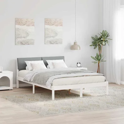 Maison Exclusive Bettgestell Weiß und Hellgrau 135 x 190 cm aus massivem Kiefer