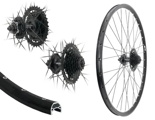 AGGRO-X 28 Zoll Alu Hinterrad 21-622 Laufrad Hohlkammer FH-M475 Disk 6-Loch mit 8 Fach Zahnkranz Kassette HG31 24 Gang