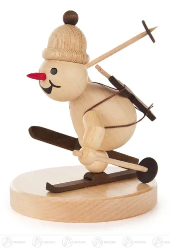 Schneemann »Junior« Biathlet - Miniatur aus dem Erzgebirge - Charmante Winterfigur aus Holz, ideal als Deko für Wohnzimmer und Küche. Mit handgefertigtem Design bringt er fröhliche Stimmung in Ihr Zuhause.