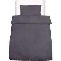 Beautissu Meline Bettbezug 135x200cm + Kissenbezug 40x80cm Anthrazit Seersucker 2tlg