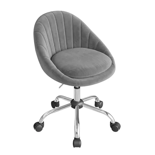 WOLTU Homeoffice Stuhl, Bürostuhl ergonomisch, Drehstuhl mit Rollen, Schreibtischstuhl 150 kg belastbar, für Arbeitszimmer Schlafzimmer, Samt, Hellgrau, BS167hgr