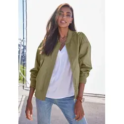 French Connection Blouson mit College-Kragen in Khaki - Funktionsjacke aus 100% Baumwolle, lässiger Schnitt mit College-Kragen und praktischen Eingrifftaschen für lässige Looks.