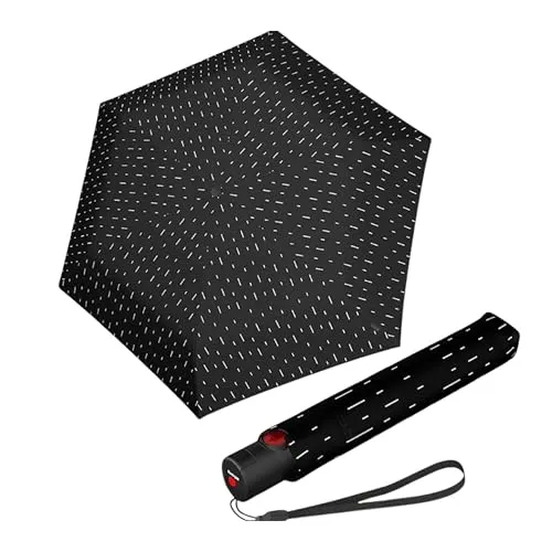 Knirps U.200 Ultra Light Duomatic Rain - Black - Leichter Taschenschirm mit Auf-Zu-Automatik, perfekt für Reisen. Nur 185 g schwer und extrem kompakt, passt in jede Handtasche. Hochwertige Verarbeitung und modernes Design.