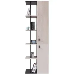 Regal aus Eiche in Schwarz, 60x190x40 cm - Elegantes Regal für das Wohnzimmer aus robustem Holzwerkstoff. Ideal für Bücher und Deko, mit einfacher Montage und moderner Optik.