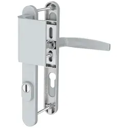 MS Beschläge Silberne Schmalrahmengarnitur 72mm PZ Kernziehschutz Stossgriff/Drücker 39-54mm