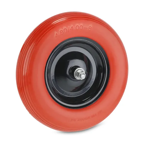 relaxdays Schubkarren-Rad 4.80 4.00-8 mit Achse - Ersatzrad für Schubkarren, pannensicherer Vollgummireifen mit robuster Stahlfelge, sofort einsatzbereit und ideal für hohen Fahrkomfort.