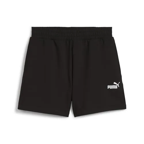 PUMA Damen ESS Small No. 1 Logo 4” Lightweight High-Waist Shorts Gestrickte Shorts, PUMA Black, L