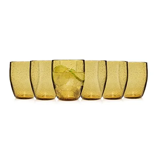 Sänger Trinkgläser Set London, 6-teiliges Set in Bernstein - Wassergläser für 6 Personen mit einzigartiger Tropfen-Textur, ideal für Alltag und Feiern. Spülmaschinenfest und hochwertig, ein echter Eyecatcher!