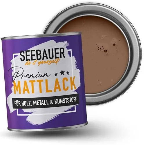 SEEBAUER DIY Mattlack Dunkelbraun 375ml – Hochwertiger Hybrid-Lack für Möbel und mehr - Hochwertiger Mattlack mit Hybrid-Technologie für Innen- und Außenanwendungen. Extrem robust und schnelltrocknend, ideal für Holz, Metall und Kunststoff. Perfekt für kreative Projekte mit hohem Deckvermögen und edelmattem Finish.