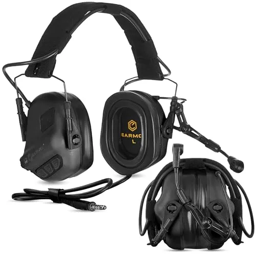 Earmor M32 Plus Elektronisches Helm-Headset – Gehörschutz mit Mikrofon & Klangeinstellung – IPX5 Wasserbeständig, Helmkompatibel für Outdoor-Aktivitäten (Orange)
