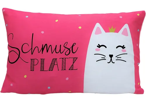 Dekohelden24 Dekokissen Zierkissen - Kuschel Kissen mit Katze/Dekokissen, Baumwolle.