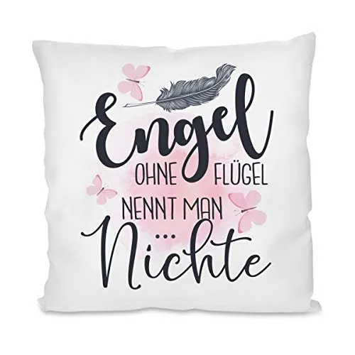 Herzbotschaft Kissen mit Motiv - Engel ohne Flügel nennt Man Nichte