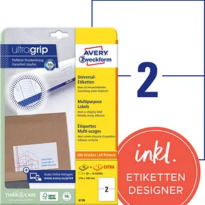 AVERY Zweckform Etiketten 6176 weiß 210,0 x 148,0 mm, 30 Blatt