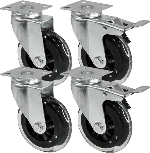 PRIOstahl Transportrollen 2 Lenkrollen + 2 Lenkrollen mit Bremse Größe: 75mm