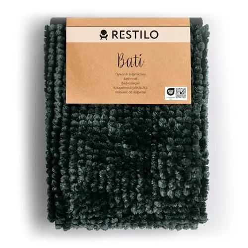 RESTILO Badematte 60x90 cm rutschfest in Anthrazit - Badematte aus weichem, saugfähigem Material für optimalen Komfort nach dem Duschen. Rutschfeste Unterseite sorgt für Sicherheit. Öko-Tex Standard 100 zertifiziert, schadstofffrei und gesundheitsbewusst.