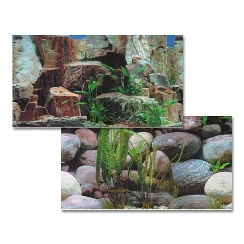 Hobby Fotorückwand - Steine 1 / Steine 2-120 x 60 cm - Rückwandfolie für Aquarien - Meerwasseraquarien und Süßwasseraquarien