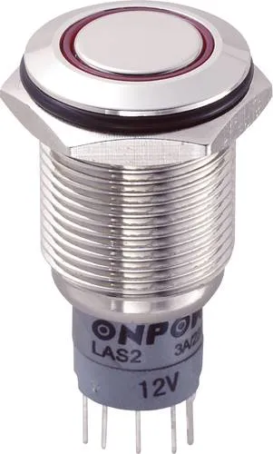 TRU Components 701882 LAS2GQF-11E/R/12V/N/P Vandalismusgeschützter Drucktaster 250 V/AC 3A 1 x Ein/(Ein) tastend Rot IP67 1St.