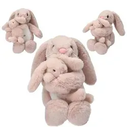 DEPESCHE Princess Mimi Plüsch Hase Nelly mit Baby 29cm - Plüschtier für Kinder, ideal zum Kuscheln – der große Hase mit Klettverschluss hält den kleinen Baby-Hase fest. Weiches Kuschelfell in Rosa, perfekt für kleine Mädchen und Jungen.