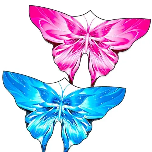 Flying Hoofer Schmetterlingsdrachen für Kinder und Erwachsene, einfach zu fliegen für Anfänger und Kleinkinder, kommt mit Zwei 91 m Drachenschnur, einzelner Stranddrachen, 2 Stück