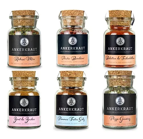 Ankerkraut Kid's Choice Box - Kräuter Set mit 6 beliebten Gewürzen für Kinder: ideal für Pizza, Rührei, Pommes und mehr - ohne Geschmacksverstärker, perfekt für kreative Familienküche!
