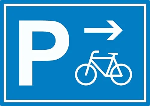 Fahrrad Parkplatz Aufkleber mit Richtungspfeil rechts waagerecht A4 (210x297mm)