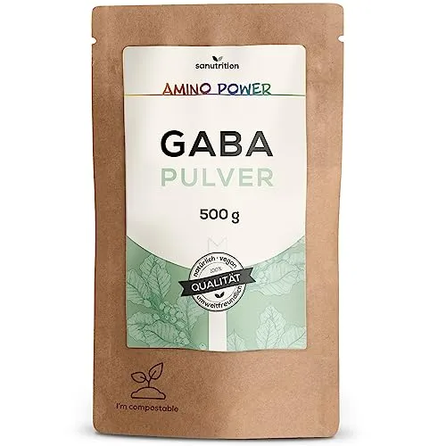 GABA Pulver Vegan | 500 g Beutel plastikfrei | 100% reine Aminosäure | Gamma-Amino-Buttersäure | ohne Zusätze | laborgeprüft |