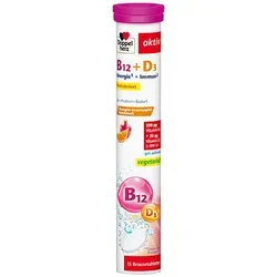 Doppelherz B12 + D3 Brausetabletten - Immunsystem Unterstützung - Vitamin B12 Präparate mit Orange-Pomegranate Geschmack, unterstützen das Immunsystem und helfen Müdigkeit zu reduzieren, ideal für mehr Energie.