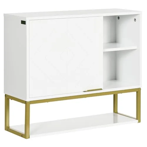 kleankin Wandschrank für Badezimmer, Apothekenschrank, Wandschrank, mit Nischen, verstellbarer Schrank, aus Holz, Maße: 60 x 20 x 51 cm, Weiß