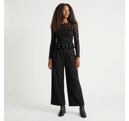 OriginalYou Culotte Stoffhose Damen Stretch Culotte Hose mit weitem Bein Middle Waist, mit elastischem Bund