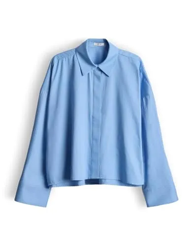 OPUS Damen Langarmbluse FUNDRA Loose Hemdbluse Water Blue, Größe 36 - Moderne Hemdbluse aus hochwertiger Baumwoll-Popeline. Lässiger Schnitt für vielseitige Kombinationsmöglichkeiten. Ideal für stilbewusste Frauen, die Komfort und Eleganz schätzen.