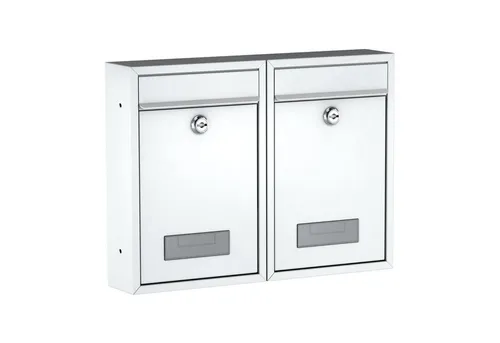 BASI Wandbriefkasten Wandbriefkasten, Maße 320 x 215 x 82 mm (Spar-Set, 2-St), 2er Set, Namensschild, Zylindersch., 2 Schlüssel, weiß matt