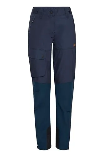 NORTH BEND NBHolly Damen Outdoor-Hose Wanderhose Trekkinghose mit verdeckten Zip-Fly unter Druckknopfleisten atmungsaktiv Winddicht verstellbare Taille Dehnbund, Größe:42, Farbe:Navy Blazer (2048)