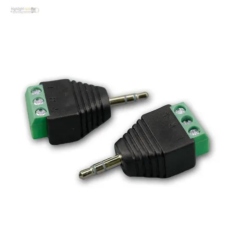 Stereo Klinkenstecker 2er Set 3,5mm Klinke mit Terminalanschluß, Klinkenadapter