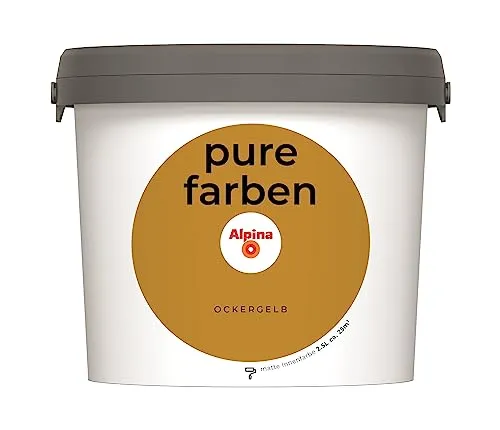 Alpina pure farben Wandfarbe – Ockergelb - Farben: Strapazierfähige und atmungsaktive Innenfarbe, emissionsarm und geruchsneutral für ein optimales Raumklima. Ideal für ein gesundes Zuhause.