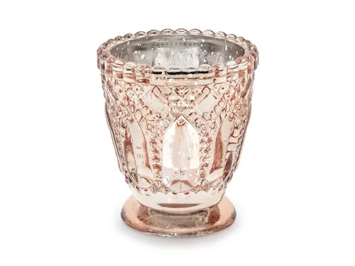 Teelichthalter Kelch Vintage Boho roségold 8x4cm Glas Raum- Hochzeitsdekoration