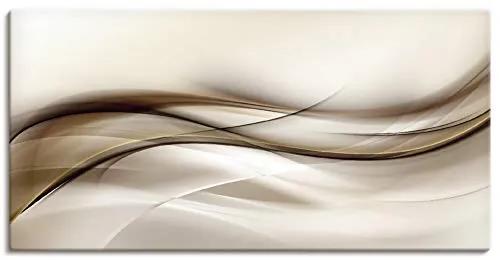 ARTLAND Wanddeko Leinwand Bilder Wandbild 150x75 cm Modern Abstrakt Muster Welle Rauch Abstrakte Kunst Braun T9LI
