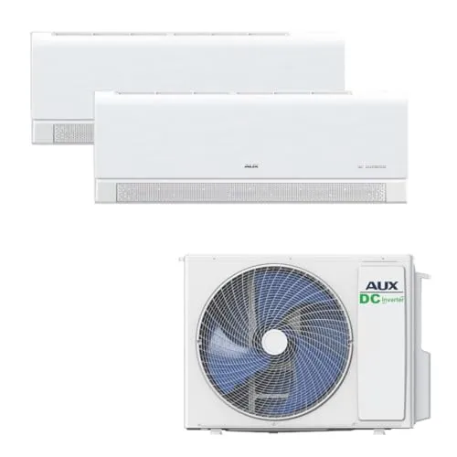AUX Multi Split Klimaanlage Set 27000 BTU (7,9 kW) Außengerät + 2x 12000 BTU (je 3,5 kW) Wandgerät WLAN R32 Mattweiß